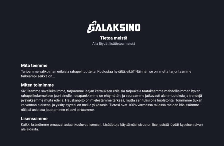 Tietoja Galaksinosta sivu