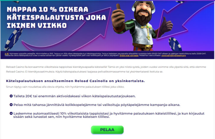 reload casino tervetuliaisbonus