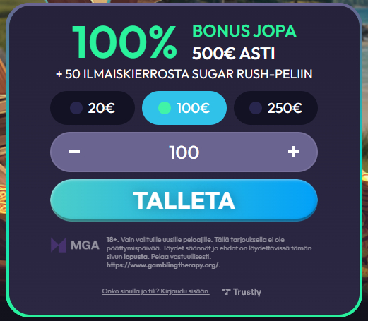saletti tervetuliaisbonus