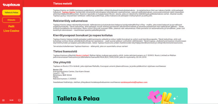 tuplaus kasino kokemuksia lisenssi