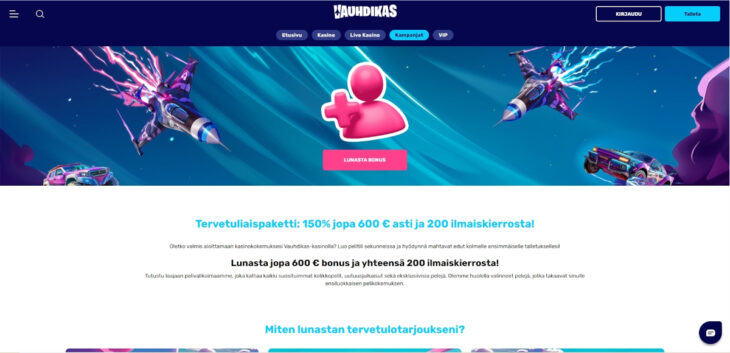 vauhdikas tervetuliaisbonus