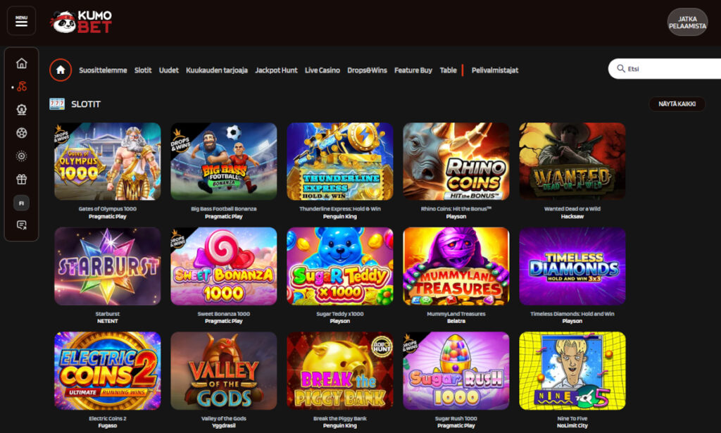 kumobet nettikasino pelit