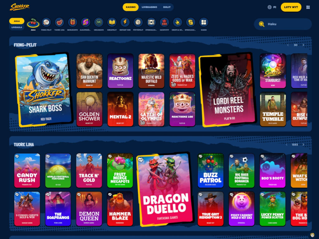 shokker kasino pelit