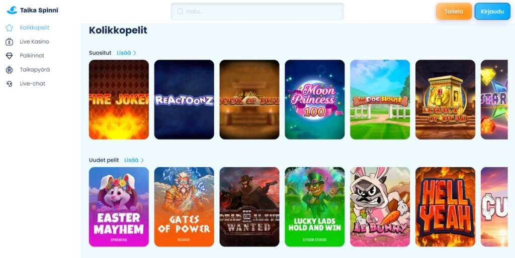taikaspinni casino pelit
