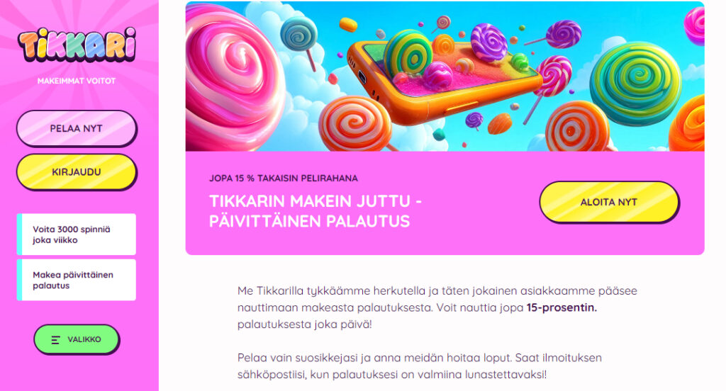 tikkari käteispalautus
