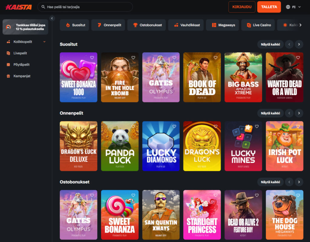 kaista casino pelit