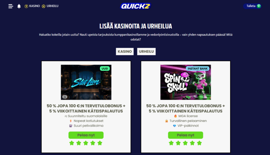 quickz kasinobonus