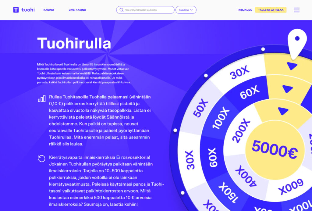 tuohi casino bonus tuohirulla
